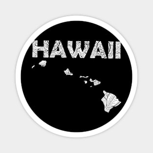 Mandala art map of Hawaii with text in white Magnet